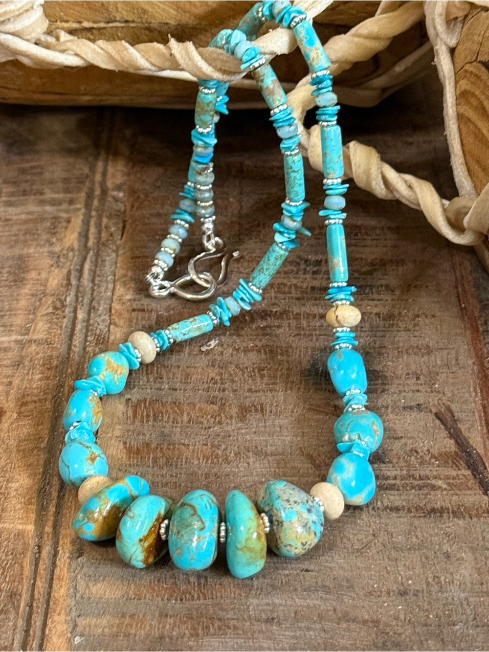 Royston and Sleeping Beauty Turquoise and Sterling Silver Necklace (NEW)